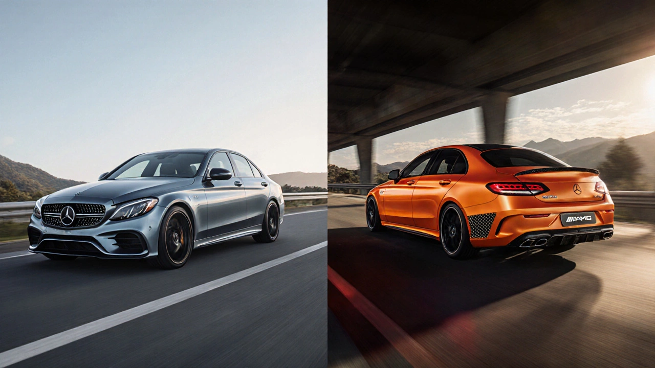 Porovnání standardního Mercedesu a jeho verze AMG s sportovními úpravami.