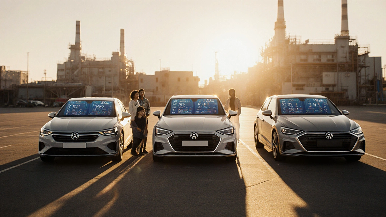 Rodina u aut Opel Astra, Audi A1 a Volkswagen Golf s podobným infotainmentem