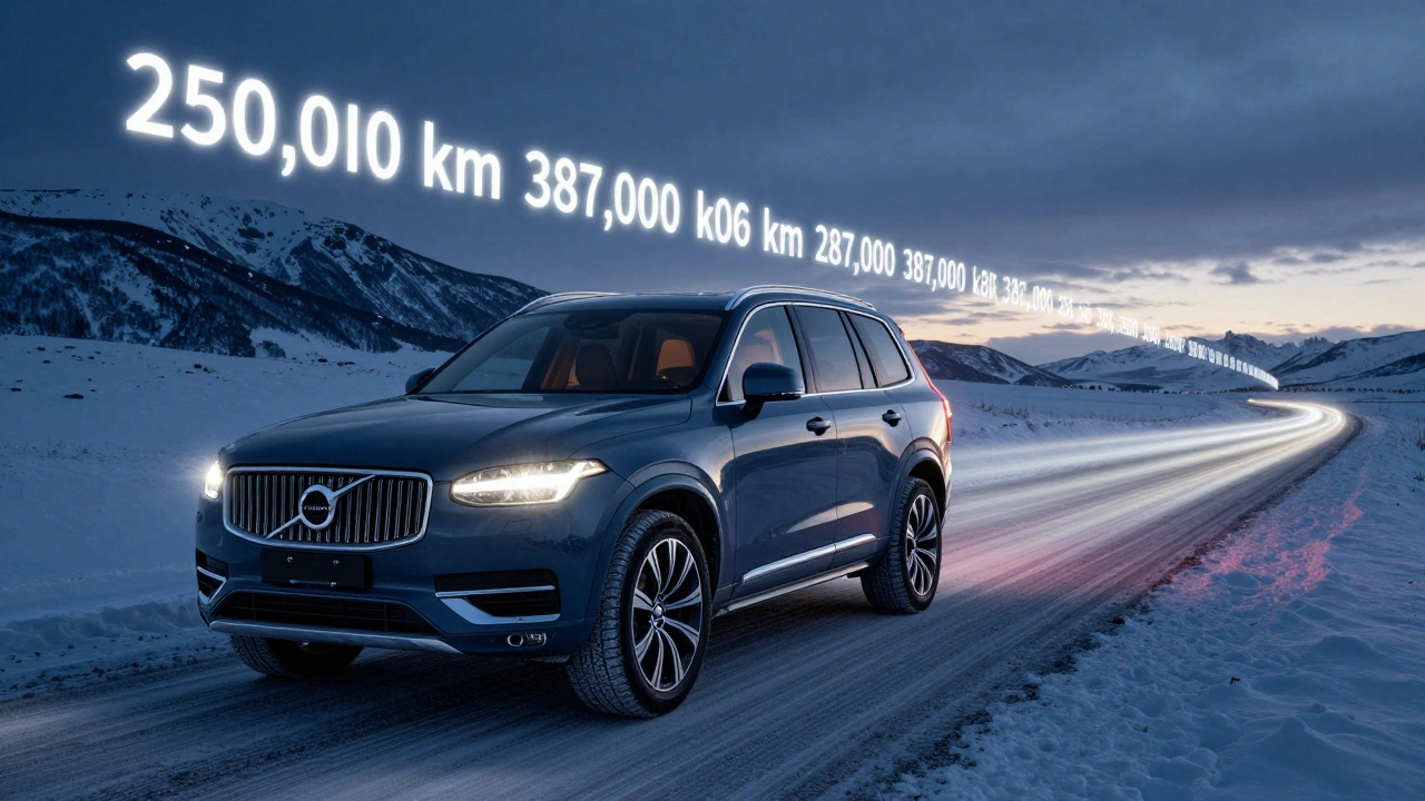 Volvo XC90 s viditelnou stopou ujetých kilometrů až do vzdáleného horizontu