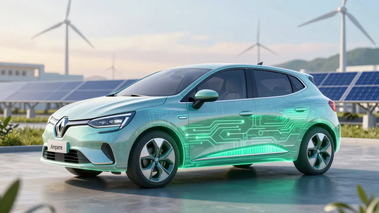 Konceptualizace elektrické budoucnosti a udržitelné výroby Renault Clio.